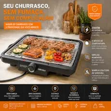 Churrasqueira Elétrica Grill 2000W 127V Sem Fumaça Grelha Removível para Apartamento AR0999