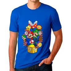 Camiseta camisa blusa SUPER MARIO Adulto e Infantil blusa Unissex 100% Algodão