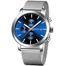 Relógio Masculino CRRJU Marca Original Simples Multifuncional Cronometragem Casual Militar Esportes Aço Inoxidável Quart