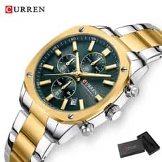 Relógio Masculino CURREN Marca Autêntica Multifuncional Cronógrafo Moda Negócios Mostrador Metálico Pulseira De Aço Inox