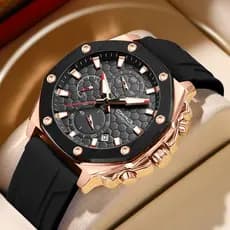 CRRJU Relógio Masculino Marca Original Moda Retro Cronógrafo Dial Mãos Luminosas Pulseira De Silicone Casual Negócios Es