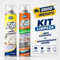 Kit Limpa Estofado e Desengordurante Zip Clean Espuma Desengordurante e Limpa Sofá Cadeiras