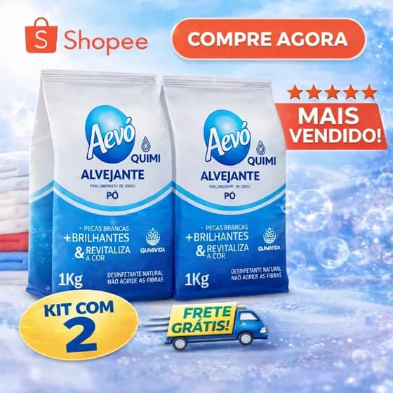 Kit com 2 Percarbonato de Sódio 1Kg Aevó Quimivida– Tira Manchas + Branco Impecável