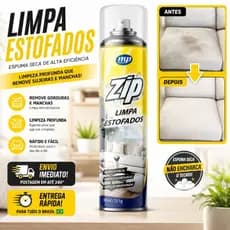 Limpa Estofados A Seco Zip Clean– Remove Mancha, Sujeira e Mau Cheiro do Sofá, Colchão e Carro – Resultado Rápido