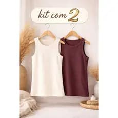 Kit 2 Blusas Feminina Regata Canelada Ribana Premium Básica Tamanho Único