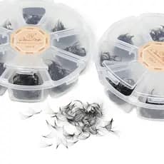 GLAMLASH Solto 10D12D 8-15mm Base Pontiaguda Haste Média Premade Ventiladores De Volume Russo Extensões De Pestanas Maquiagem