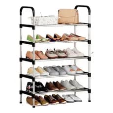 Rack Sapateira Vertical Luxo Aço Inox 5 Prateleiras 15 Pares