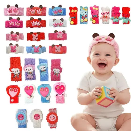 12 Faixas Faixinha Laços Bandana Elástica Cabelo Infantil Bebê Menina Coelho Flor Coração Coroa