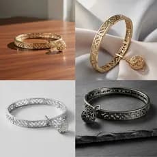 Pulseira Bracelete Elástico Ajustável Aço Inox Feminina Com Pingente Berloque Casual