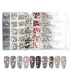Kit Strass 1400 a 14.000pçs Pedra Pedrinha Brilhante Para Rosto Unha Manicure Artesanato Maquiagem