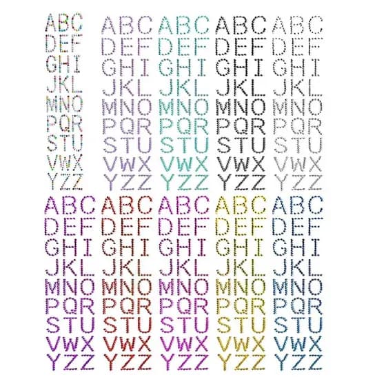 Cartela Adesivo Sticker Alfabeto Brilhante com Strass 4mm Autocolante Artesanato