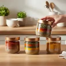 Pote Organizador Armazenamento Alimento de Vidro 425 ml Grãos Temperos Doces
