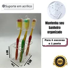 Suporte Para Escova E Pasta De Dentes De Acrílico Cristal Porta Escovas Decoração Minimalista