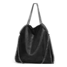 Bolsa Stella Feminina Grande Couro Sintético Com Alça De Corrente