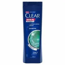 Shampoo Anticaspa Clear Men Limpeza Diária 2 em 1 400ml