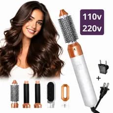 Escova Secadora e Alisadora 5 em 1 Profissional 110v e 220v Alisadora Modeladora Volumizadora Anti Frizz