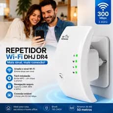 Repetidor WiFi 300Mbps Amplificador Sinal Internet 2.4GHz WPS Extensor Wireless Bivolt Branco