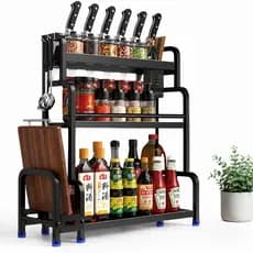 Porta Temperos Organizador de Cozinha 2 ou 3 Andares Suporte para Facas e Condimentos Temperos e Tábua