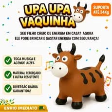 Vaquinha  De Borracha Marrom Cavalo Inflável Cavalinho Infantil Upa Upa Musical Som E Luz Brinquedo Educativo Equilíbrio
