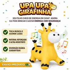Cavalinho Upa Upa Girafa Com Som Inflável Pocoto Com Música Infantil e Led Pula Pula Brinquedo