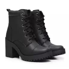 Bota Coturno Feminina Confortável De Salto Alto Blogueira Com Cano Medio Inverno Macio Barato