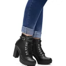 Bota Coturno Feminina Tratorada Salto Alto Branco