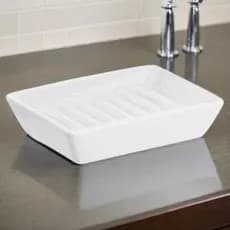 Saboneteira de porcelana retangular porta sabonete em barra saboneteira de louça branca