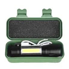 Mini Lanterna Tática Com Led E Zoom Recarregável Usb