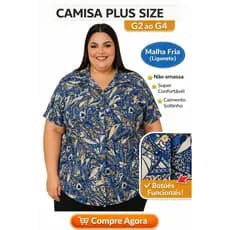 Camisa Feminina Plus Size G2 ao G4 Não Amassa Malha Fria Confortável Estampa Sortida