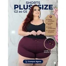 Shorts Feminino Plus Size Canelado G2 ao G5 Conforto Premium Não Marca Cintura Alta