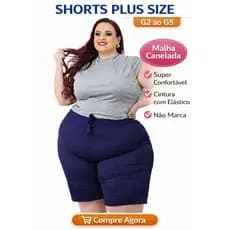 Kit 2 Bermuda Feminina Plus Size G2 ao G5 Malha Canelada Confortável Cintura Alta com Elastano