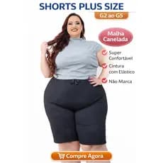 Kit 3 Shorts Plus Size Feminino G2 ao G5 Malha Canelada Cintura Alta Não Marca Super Confortável