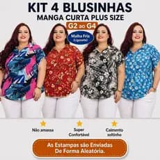 Kit 4 Camisas Polo Plus Size Feminina G2 G3 G4 Malha Fria Não Amassa Confortável Promoção Envio Rápido