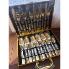 Jogo de talheres com maleta conjunto faqueiro kit de talheres com 24 peças em aço inox promoção