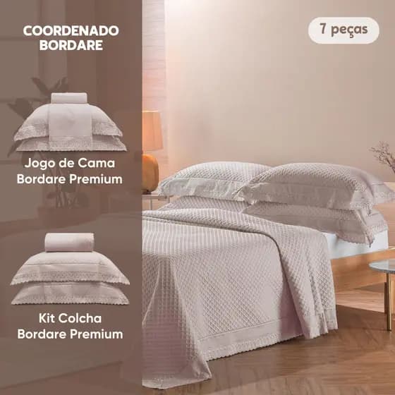 Enxoval King Cama Coordenada 6 Peças Bordare