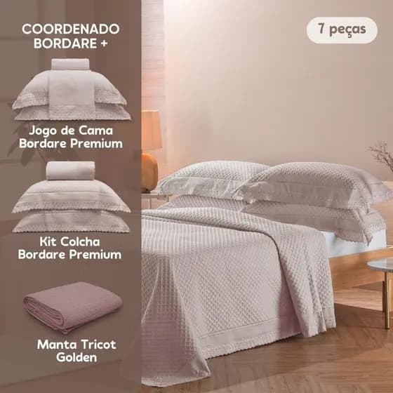 Enxoval King Cama Coordenada 7 Peças Bordare +