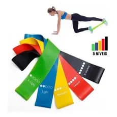 Kit 5 Faixas Elásticas Miniband 5 Níveis Para Treino Em Casa