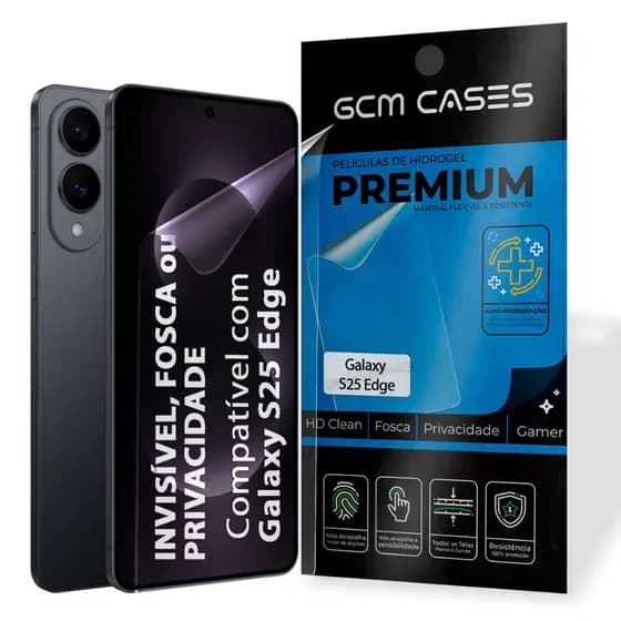Pelicula Hidrogel Galaxy S25 Edge Resistente TPU Flexível Premium Invisível, Fosca ou Privacidade