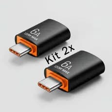 Kit 2x Adaptador OTG Gamer Controle Teclado e Mouse Pendrive Tipo-C Para USB Carga e Dados Fast 120W