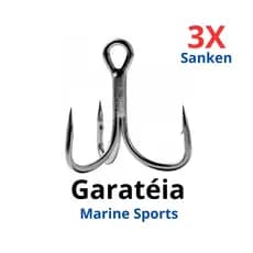 Anzol Garatéia 3X, marca Marine Sports, modelo Short Shank, cor Nickel (prateado) - Vários Tamanhos