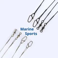 Chicote Leader com Girador e Snap, Marine Sports, cabo de aço inoxidável, cor Nickel e Black