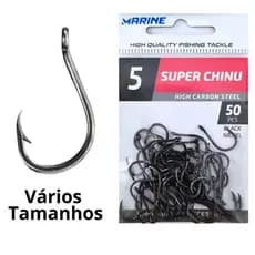 Anzol de pesca, modelo Super Chinu 4X, marca Marine Sports, cor Blacknickel (preto)- Vários Tamanhos