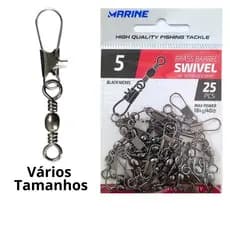 Distorcedor Girador com Snap, para pesca, Marine Sports, cor Blacknickel (preto) - Vários Tamanhos