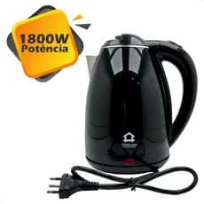 Chaleira Elétrica Jarra Bule Garrafa Inox Plástico 1,8 Litros 1800w Potência Jarro 220v Preto