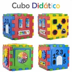 Brinquedos Educativos Brinquedo Didático Cubo Educativo Grande de Montar Tapete Encaixe