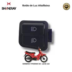 Botão Interruptor Farol Alto Baixo Shineray Phoenix 50