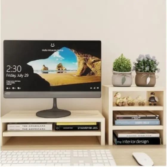 Kit Para Mesa De Escritório Em Mdf Com Escaninho e Suporte Monitor Mesa MDF