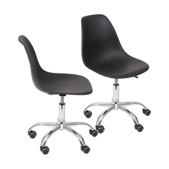 2 Cadeiras de Escritorio DKR Eames Boxbit Preto B/Rodízio