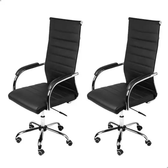 Kit 2 Cadeiras Presidente De Escritório Ergonômica Com Base Em Rodizio