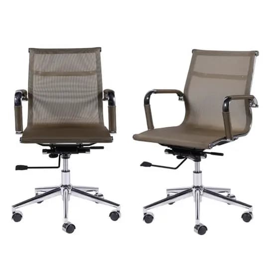 Kit 2 Cadeiras Ergonômica De Escritório Cobre Com Encosto Em Tela Base Giratória